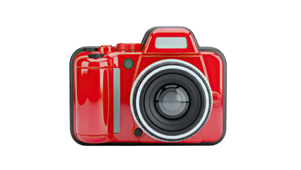 Red Camera Isolated on White Background