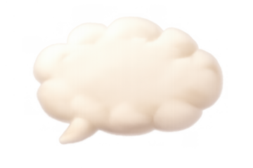 Cream fluffy thought cloud or speech bubble for communication, chat, and notification on transparent background