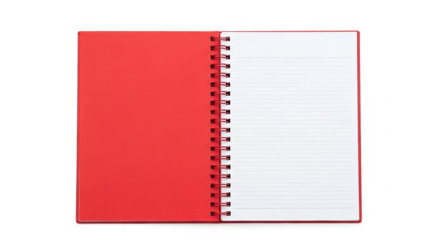 Red spiral notebook isolated on white background