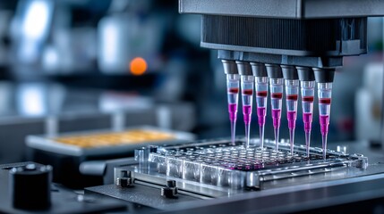 Automated Laboratory Liquid Handling System Performing Precise Sample Dispensing