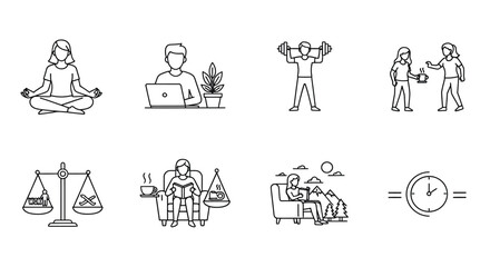 Fototapeta premium Illustrations of daily activities and well-being Vector
