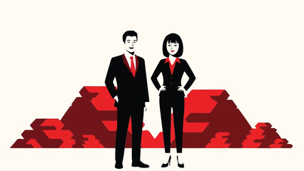 Confident business partners standing together leadership concept vector