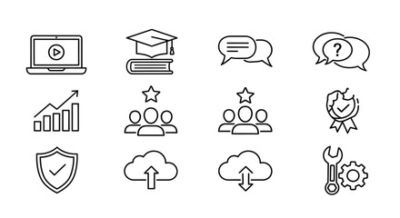 Educational technology and collaboration icons Vector