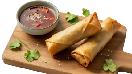 Fried spring rolls appetizer asian snacks dipping sauce