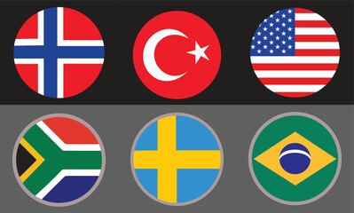 Adobe IllustraInternational Flags Icons Isolated on White Backgroundtor Artwork