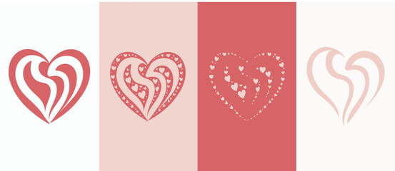Vector illustration of a pink heart with a ribbon for a romantic Valentine's Day greeting card design featuring a celebration symbol for a wedding invitation or holiday decoration pattern