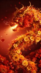 floral chinese dragon symbolizing prosperity, strength, and celebration for chinese new year festivals