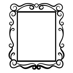 Elegant Decorative Square Frame Vintage Ornate Black Frame. Black Border Vintage Frame.