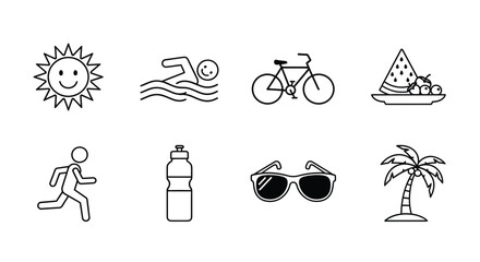 Fototapeta premium Summer activities and essentials Vector