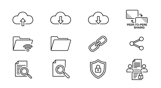 Cloud storage and file sharing icons Vector
