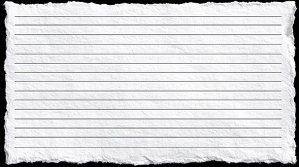 Close-up of torn lined paper with textured edges on white background