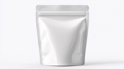 Matte White Stand Up Pouch Packaging on Plain White Background