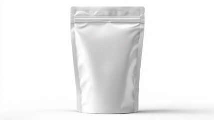 White Stand-Up Matte Resealable Pouch Isolated on White Background