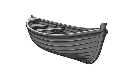 A vintage rowboat illustration isolated on a clean white background, perfect for nautical or outdoor themes