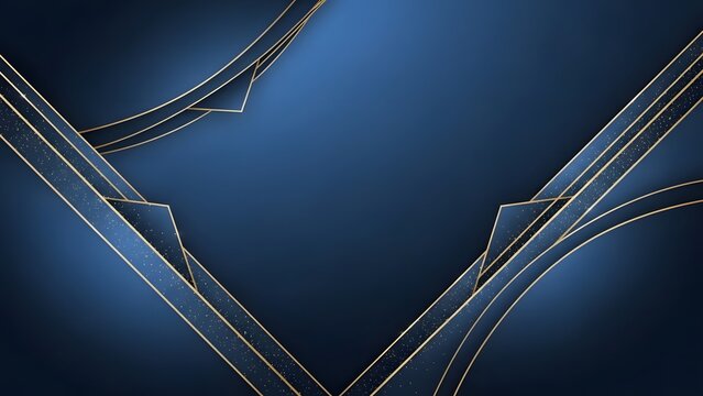 Elegant royal blue background featuring abstract geometric shapes and sparkling gold glitter lines - Powered by Adobe