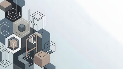 Modern geometric abstract background featuring technical patterns and shapes with letter a