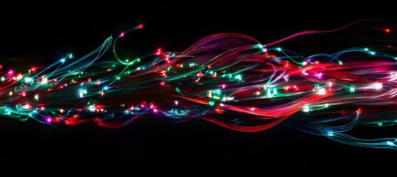 Vibrant light trails against the night sky - Powered by Adobe