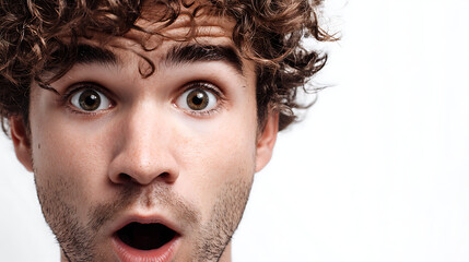 Extremely Surprised Young Man With Open Mouth On White Background