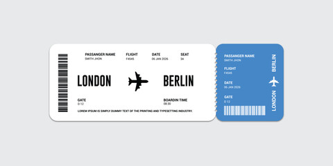 Airline ticket with shadow. Plane ticket design template. © MUHAMMAD