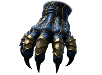 Fantasy claw with gold armor isolated on transparent background