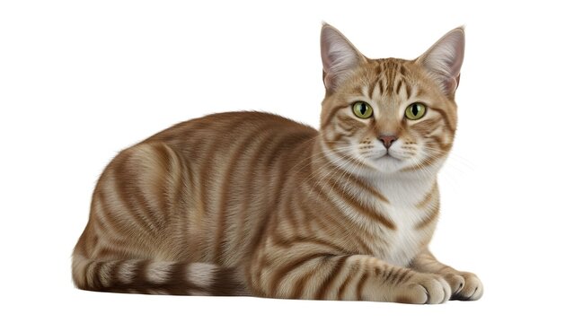 Tabby Cat Lying Down on White Background - Powered by Adobe