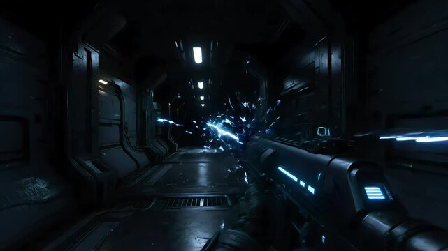 First Person Shooter FPS Sci-Fi Plasma Rifle Gun Fire