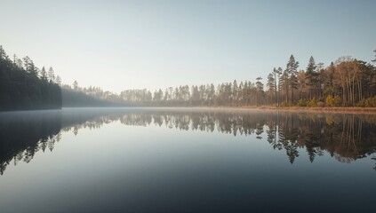 Calm Lake Reflection Landscape, Peaceful Nature Scene