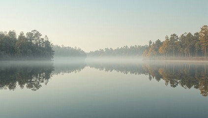 Calm Lake Reflection Landscape, Peaceful Nature Scene
