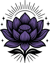 Lotus Flower Vector Spiritual Yoga Meditation Art
