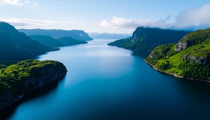 Obraz premium Emerald Fjords Under Clear Skies