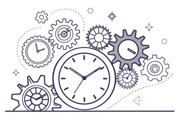 Time management concept using deconstructed clock elements arranged asymmetrically