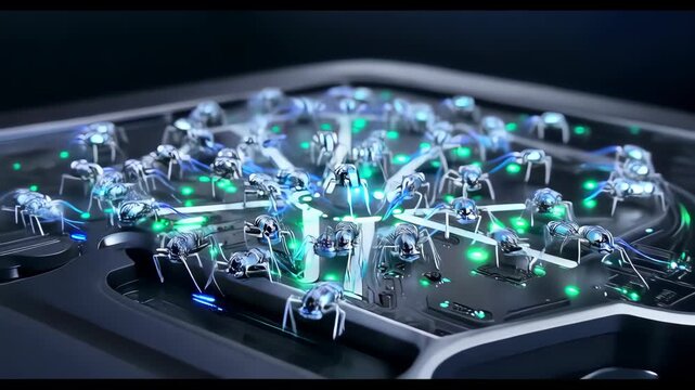 Futuristic quantum data processing visualization