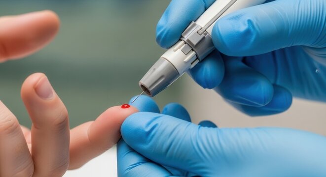 Blood sample collection using lancet device in a clinical setting for health assessment