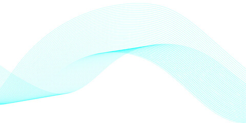 Modern abstract blue wave design on white background with smooth flowing curved lines, transparent smoky motion, and elegant technology-inspired sound frequency vector style