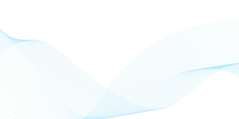 Abstract smooth transparent blue wave element on white background, featuring flowing curved motion lines that resemble smoky movement and modern technology sound patterns