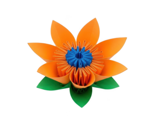 Vibrant origami lotus isolated on transparent background