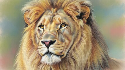 Fototapeta premium Majestic lion portrait detailed artwork of the king of the jungle