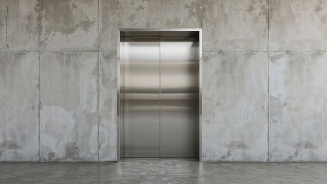 Elevator doors against concrete wall with the number 2529.