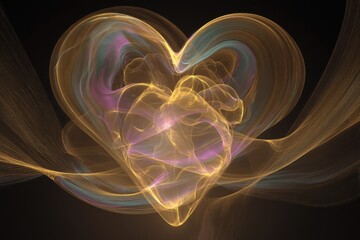 Vibrant Abstract Heart Shape with Light Trails and Swirling Colors.
