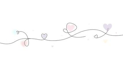 Continuous flowing line drawing creating interconnected heart shapes representing endless love and romantic journey