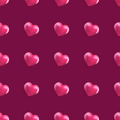 Valentines day square banner background. 14 February backdrop. vector hearts seamless pattern background with red layout. Beautiful cute wrapping paper design template with seamless red hearts.