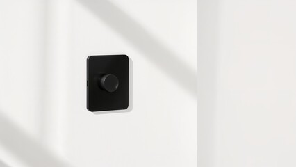 A black rectangular device with a circular dial mounted on a white wall.