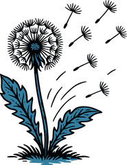 Dandelion Vector Flower Wind Nature Spring Art