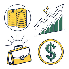 Financial growth and success icons