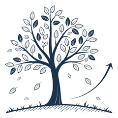 Illustration of a tree with falling leaves