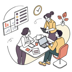 Team collaboration in a modern office