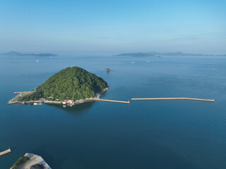 愛媛県松山市　早朝の鹿島の風景