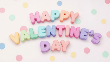 Colorful Alphabet Blocks Spelling Happy Valentine Day Message on