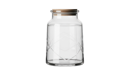 Empty Glass Jar with Cork Lid - Isolated on White Background
