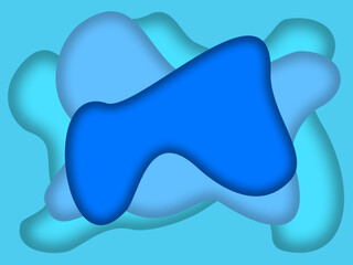 Abstract blue liquid layered background with smooth organic shapes and soft shadows. Modern minimalist design suitable for branding, web design, presentations, social media, and creative projects.